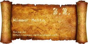 Wimmer Metta névjegykártya